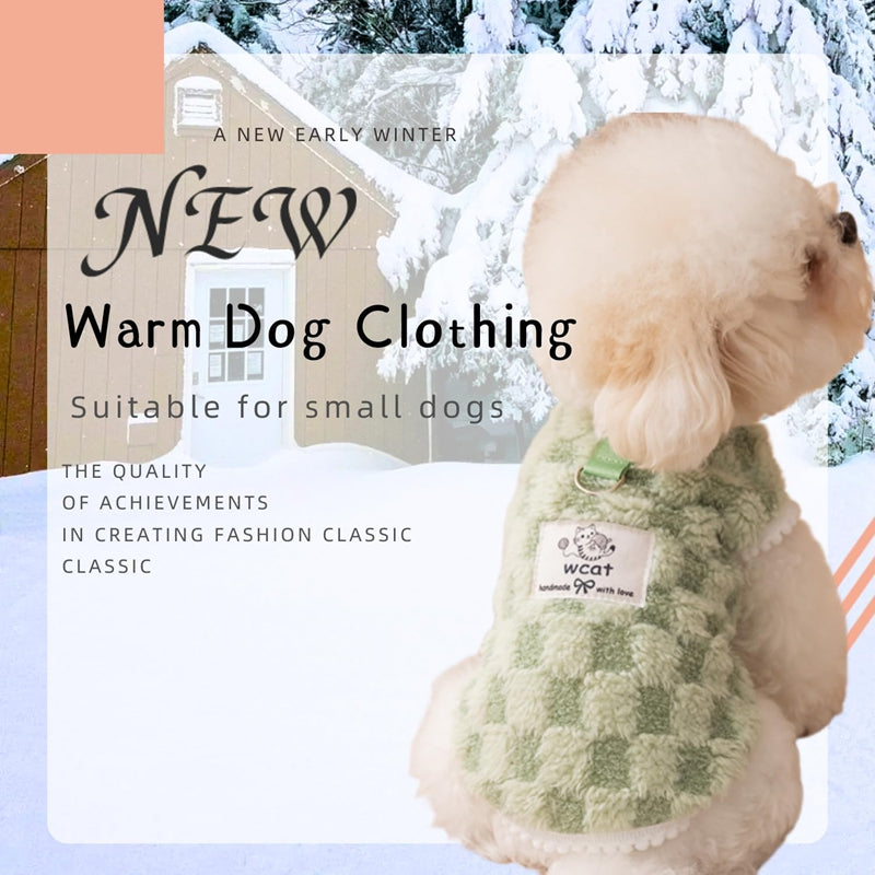 WCAT Green Checkered Fleece Sweater for Dogs and Cats