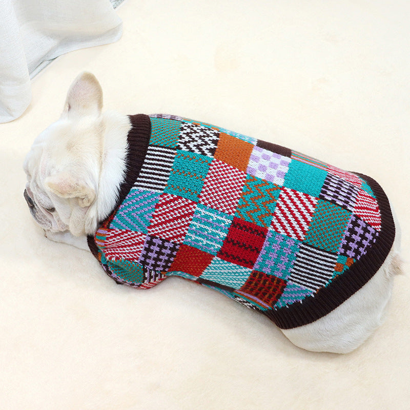 Maglione per Bulldog "Wool" in Lana – Caldo e Stile Contrasto