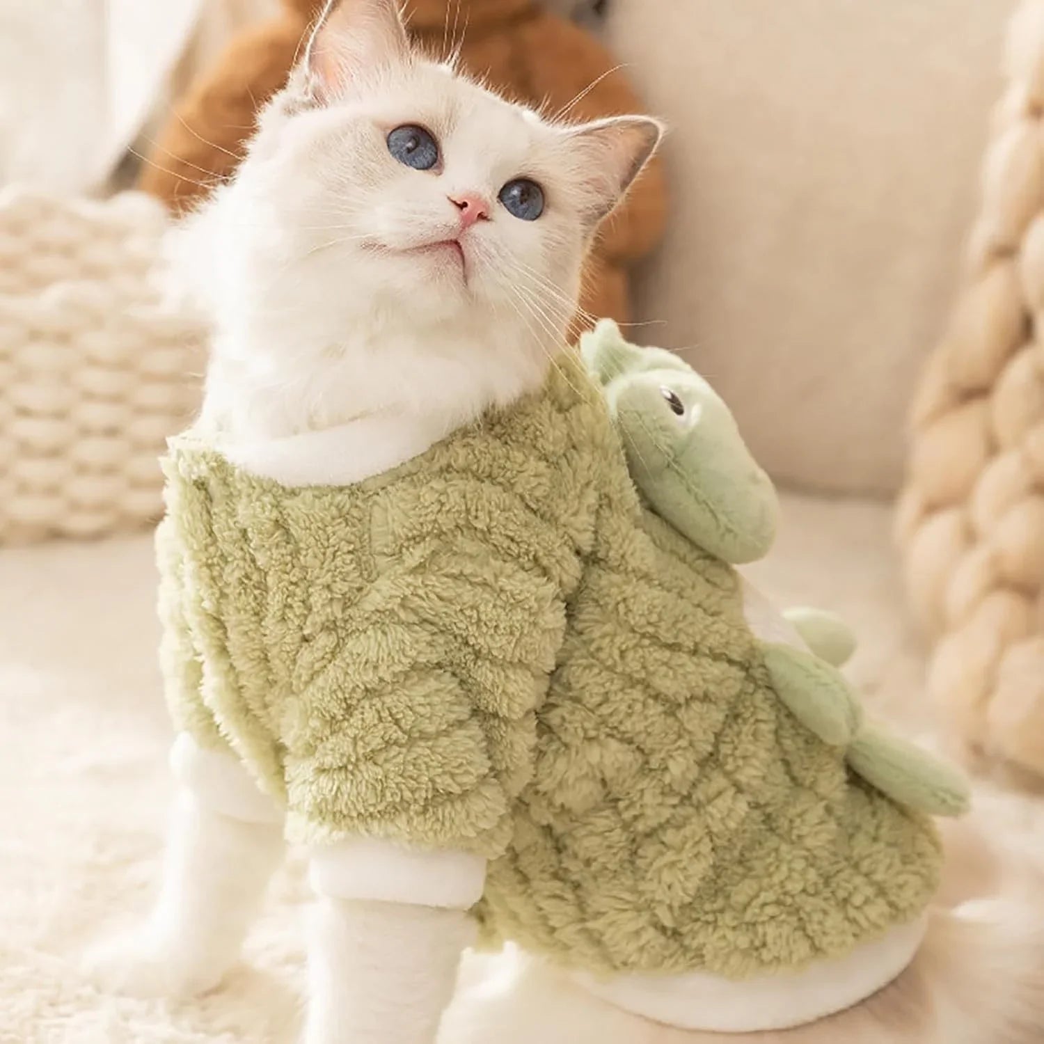 FROG Dog Sweater - Green 3D Frog with Buttons