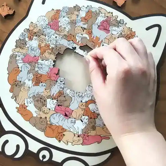 Puzzle in legno a forma di gatto Morandi 135 pezzi – Idea regalo originale per amanti dei gatti by null