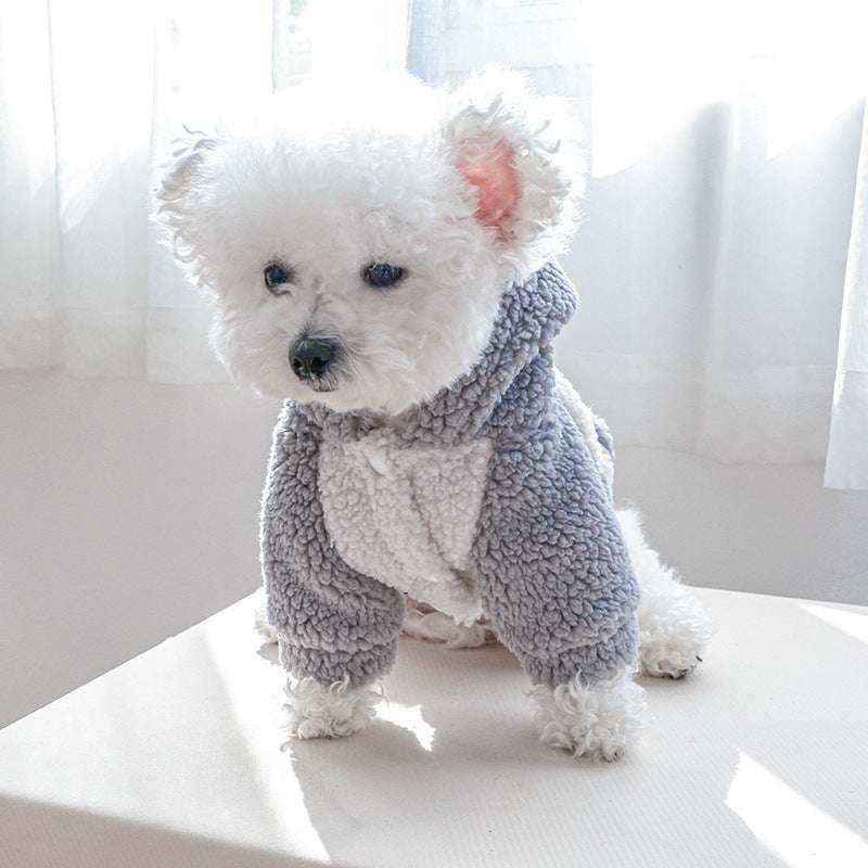 Cappotto per cani “Lamb” con cappuccio in pelo d’agnello