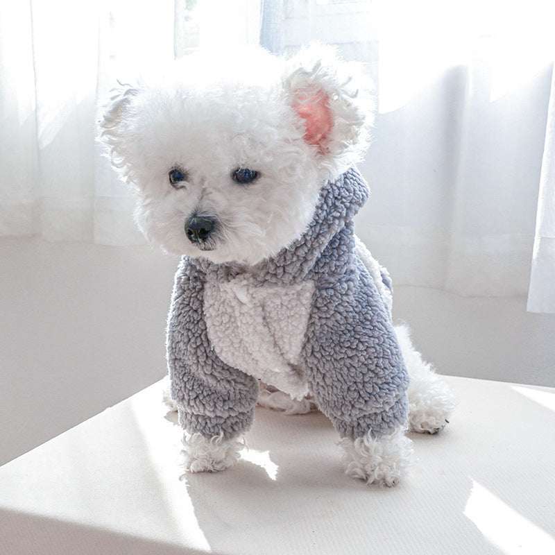 Cappotto per cani “Lamb” con cappuccio in pelo d’agnello