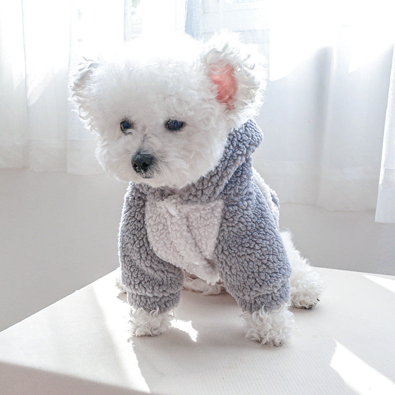 Cappotto per cani “Lamb” con cappuccio in pelo d’agnello