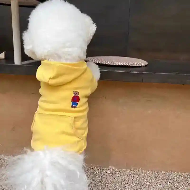 Felpa Cani Cappuccio Orsetto Ricamato Morbida by Dog Moda