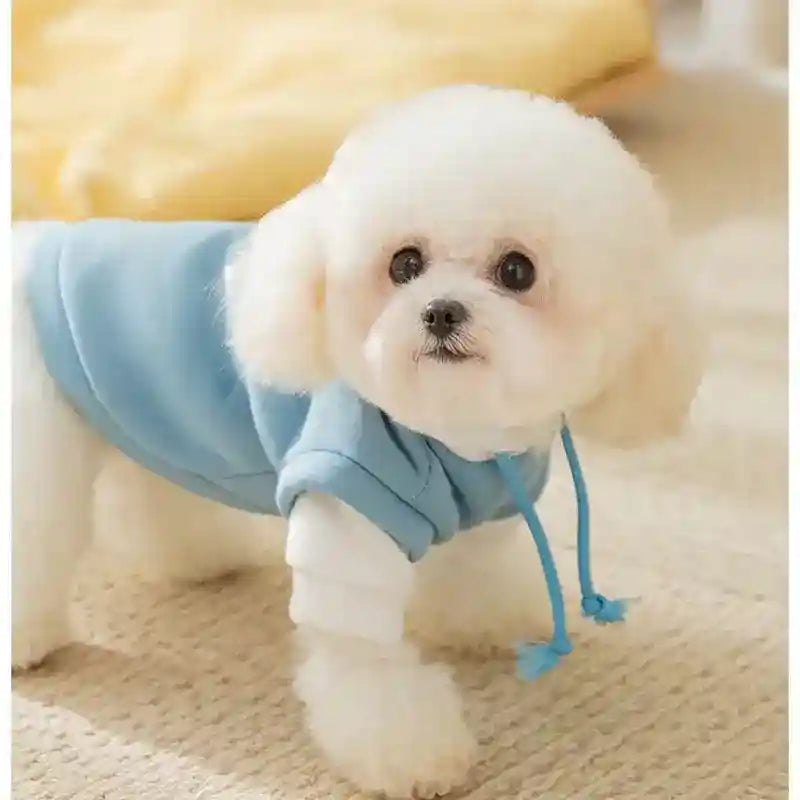 かわいい子犬のフリースパーカー 犬と猫用 - フードとリング付き