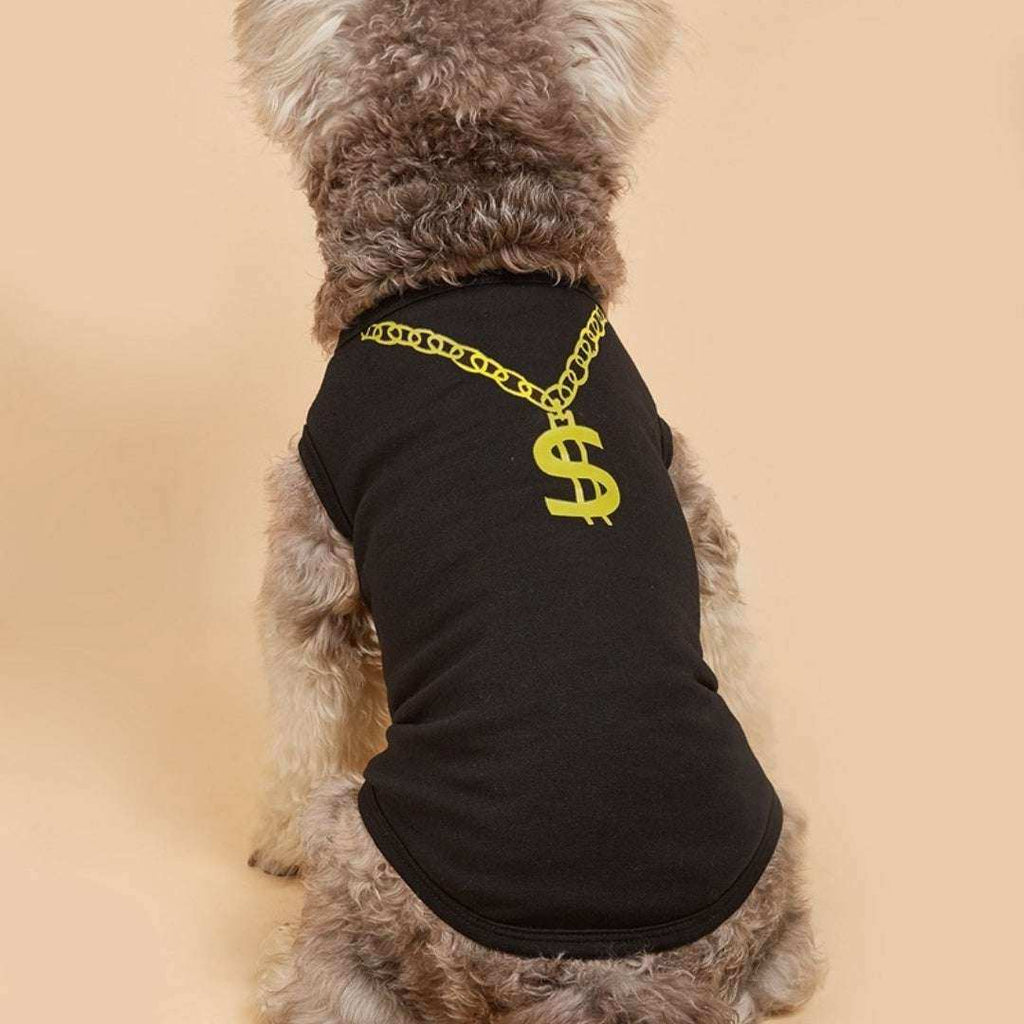 Maglia Cane Smanicata Dollar | Vest Estivo con Collana | Dogmoda