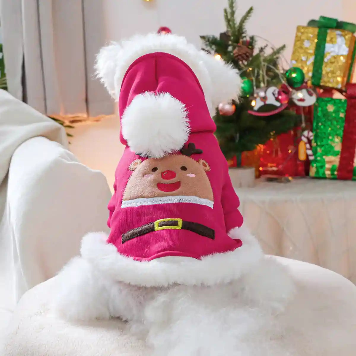 Vestitino Natale Cani Pile Rosso Merry Christmas Renna by Dog Moda