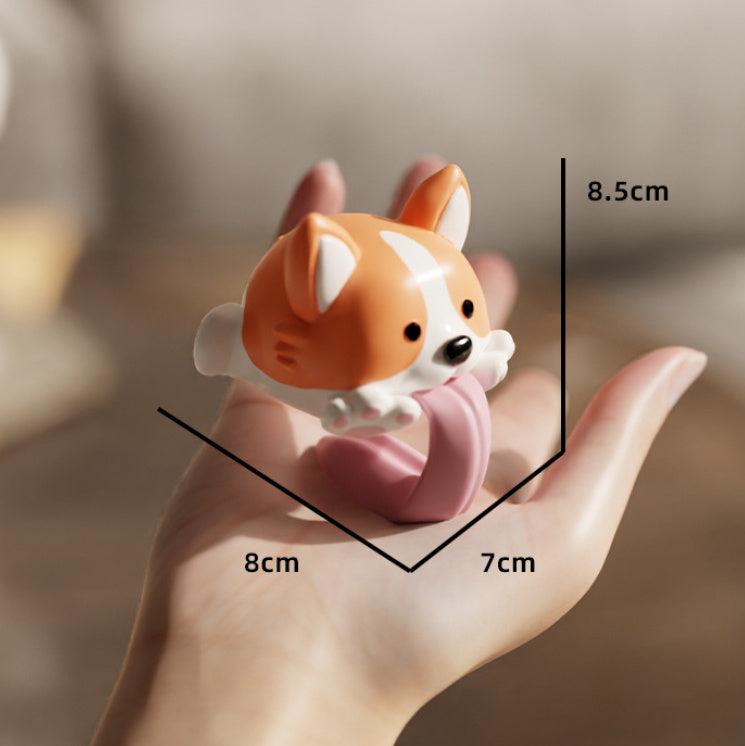 Statua Corgi in Salto - Decorazione Resina Simpatica