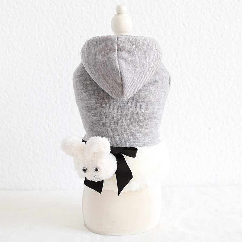 Cappottino per Barboncino "Bunny" con Cappuccio in Pile – Nero o Grigio