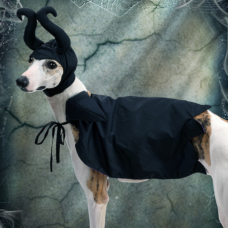Costume Halloween Maleficent per cani con mantello e corna