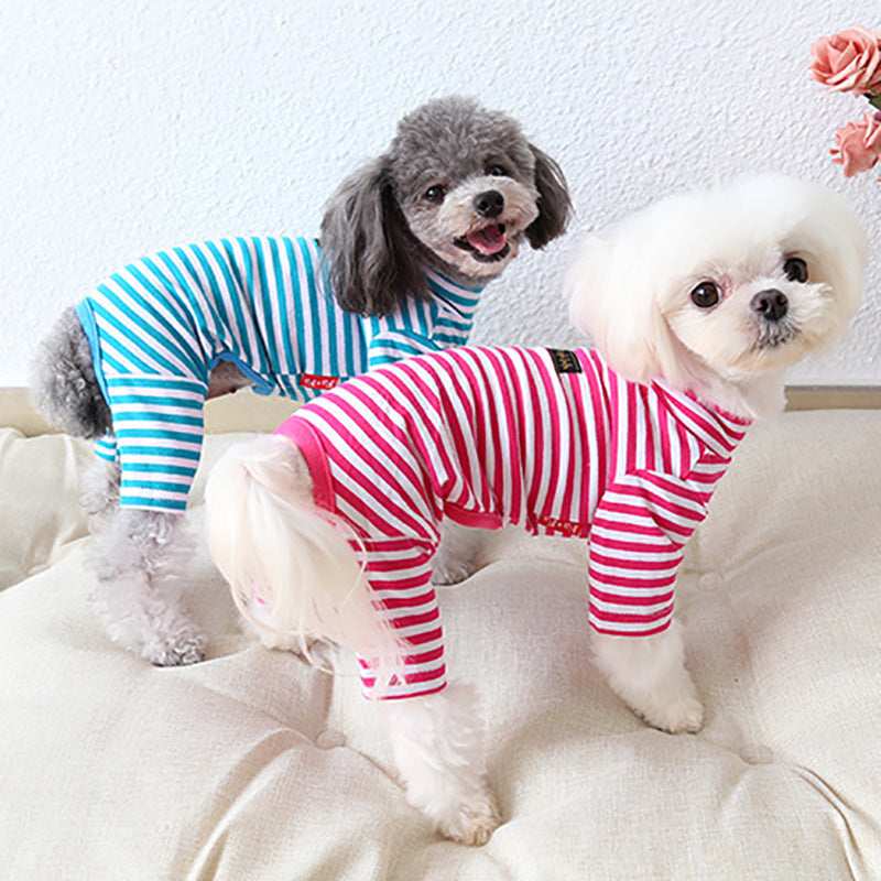 Striped Four Paws Dog Pajama Suit – Soft Cotton
