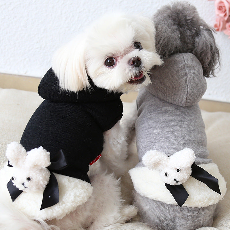Poodle Coat "Bunny" with Fleece Hood – Black or Grey