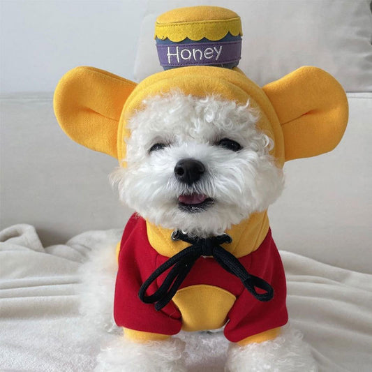 Felpa Cane Winnie Pooh Cappuccio Orecchie - Barattolo Miele by Dog Moda