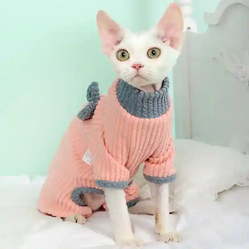 Tutina per Gatti 4 Zampe con Fiocchetto - Copertura Completa Morbida by Dog Moda