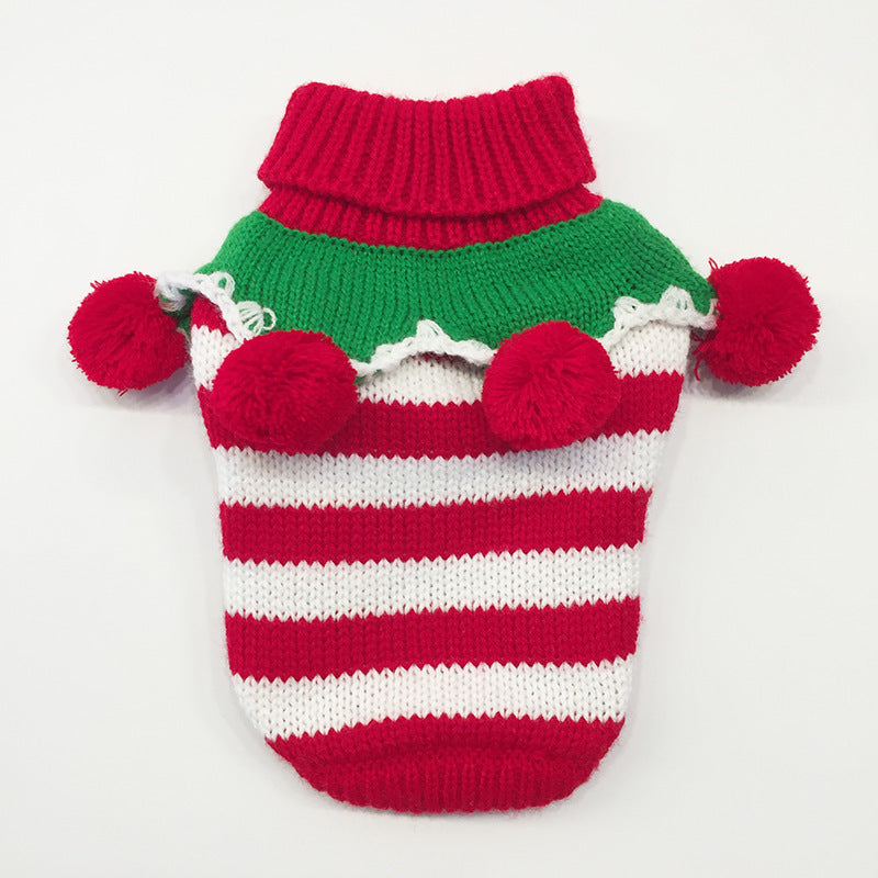 Pom Pom Dog Sweater | Colorful Stripes and Soft Poms