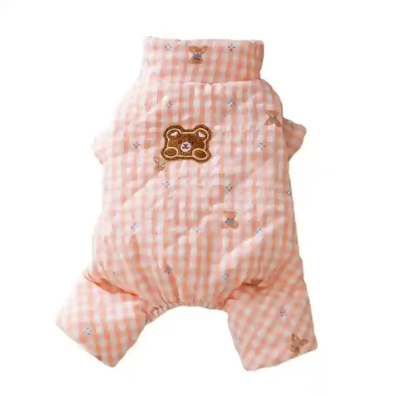 Abrigo para perros acolchado oso vichy rosa azul invernal