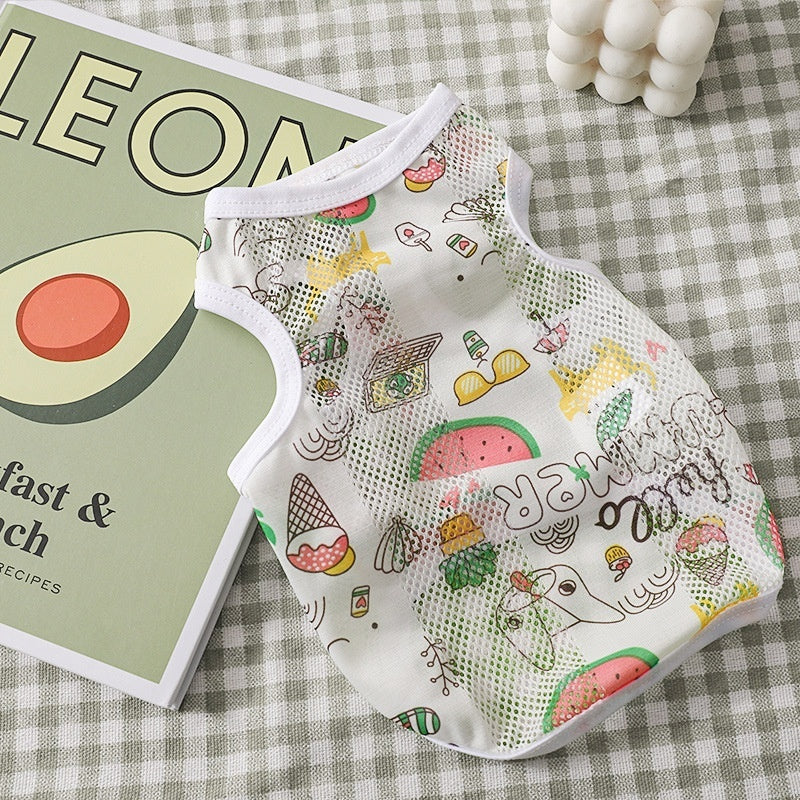 Maillot sans manches pour chiens avec motifs animaux - blanc respirant