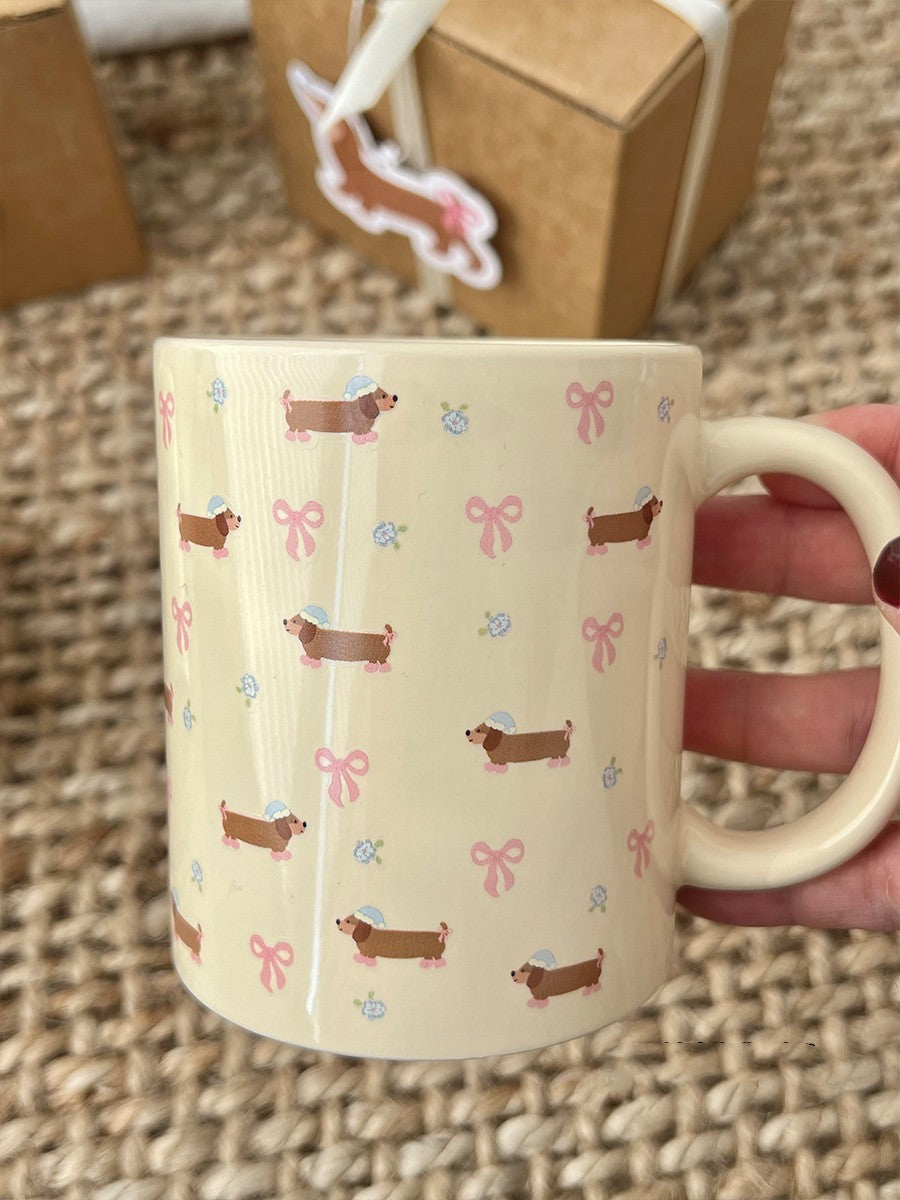Tazza Bassotto con Fiori in Ceramica 350ml – Idea Regalo Cane