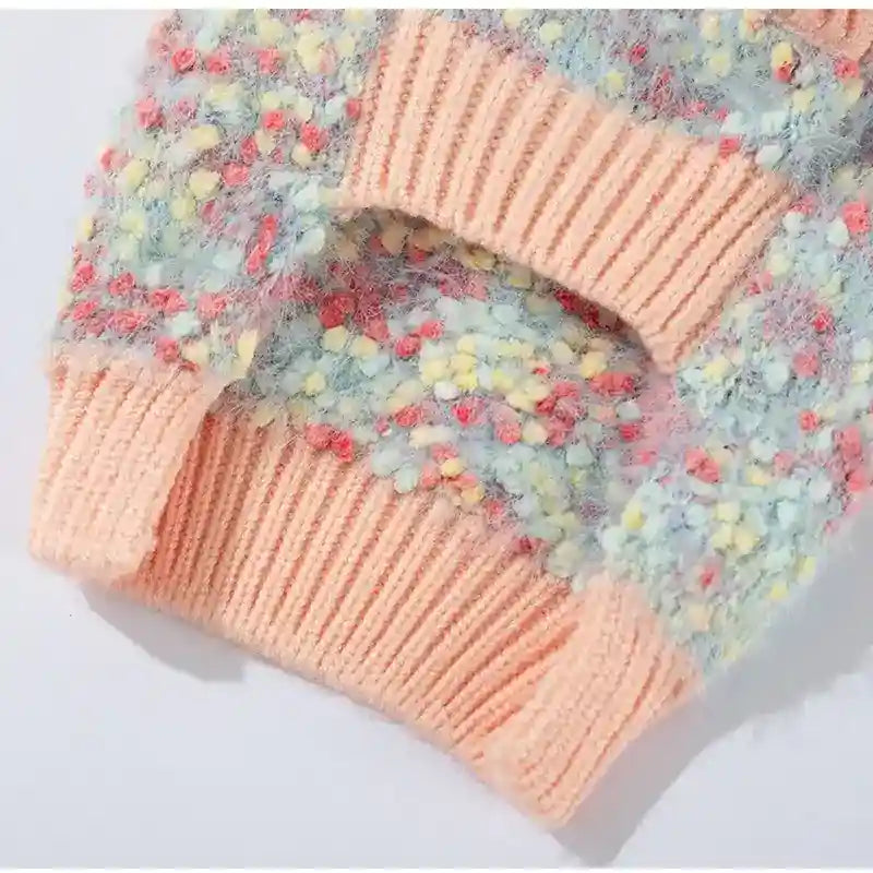 犬用コーラルセーター - ふわふわの3Dクマさんデザイン