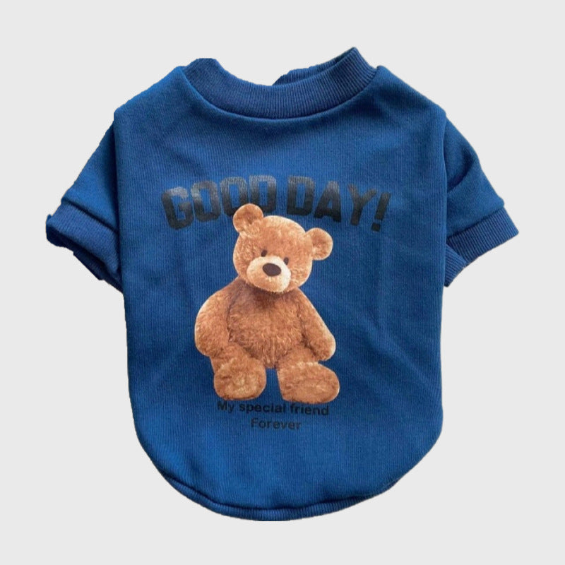 "Good Day" Bear Print Dog Hoodie - Style and Comfort for Your Dog