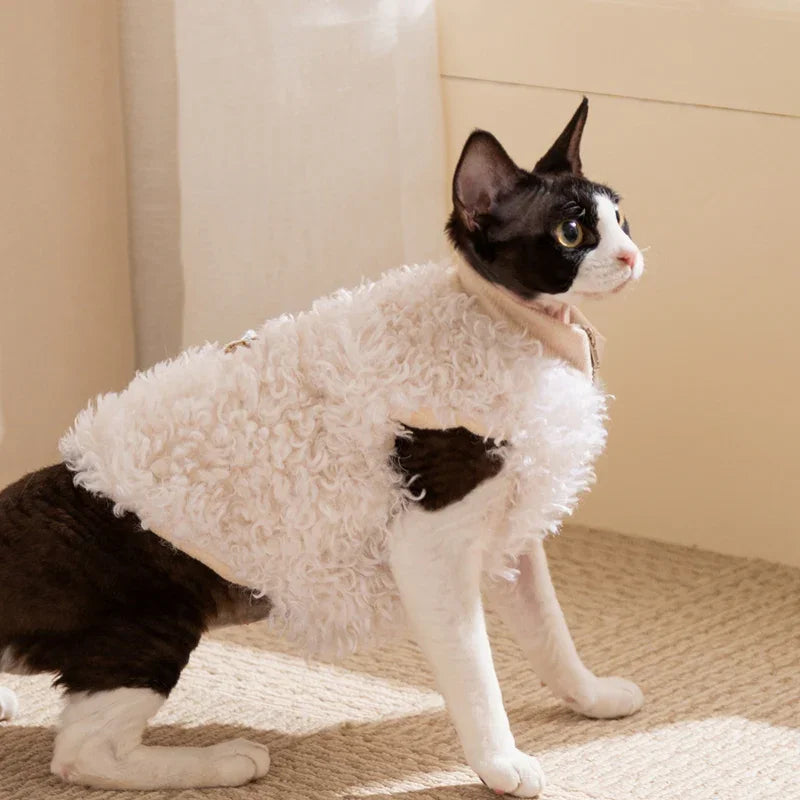 Gilet Lana Agnello Cani Gatti - Panda You Shine Bianco