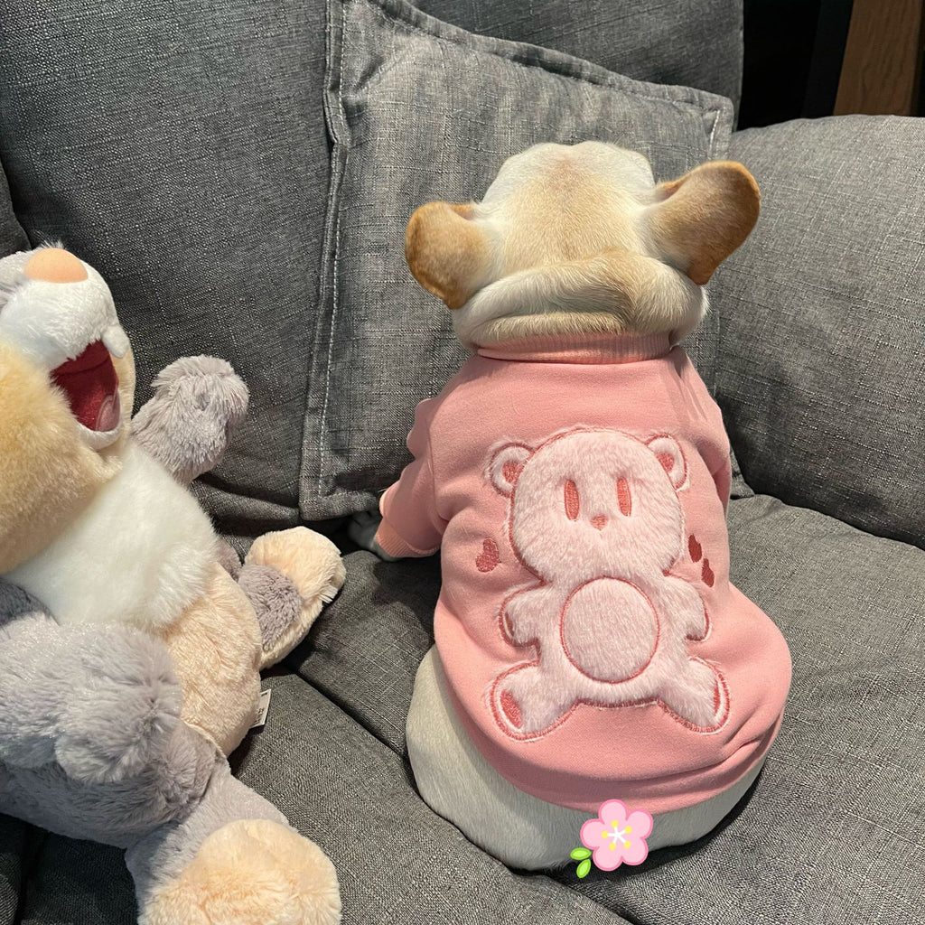 Maglione Cane Rosa Coniglietto - Felpa Bulldog Cuori