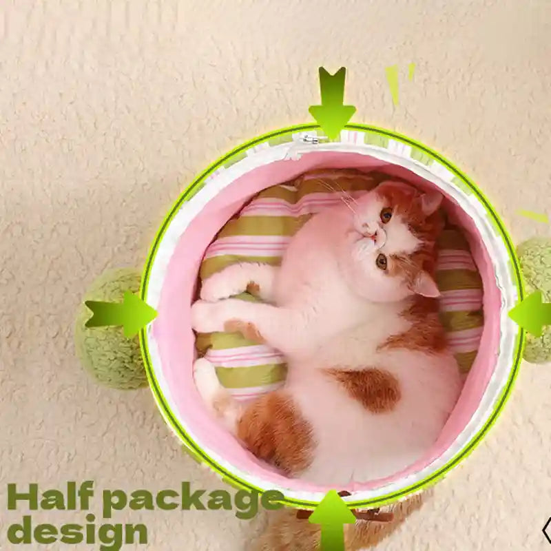 猫用ブロッコリーハウス - 4シーズン対応滑り止めクッション