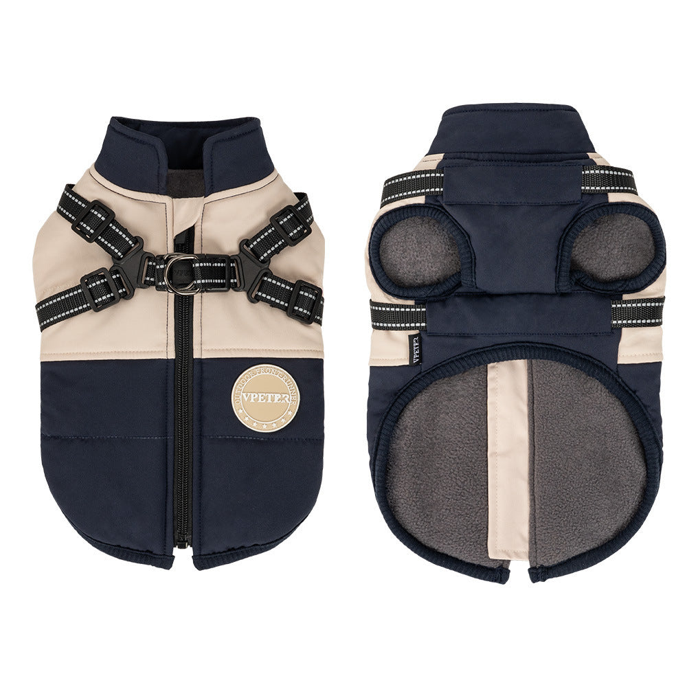 Hundemantel mit integriertem Geschirr – wasserdichtes Fleece