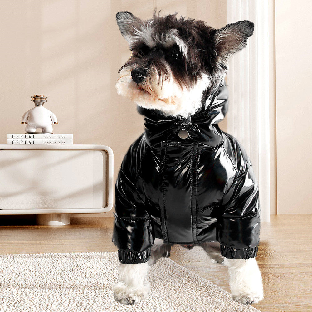 Moncler Style Dog Coat with Shiny Hood – Pink or Black