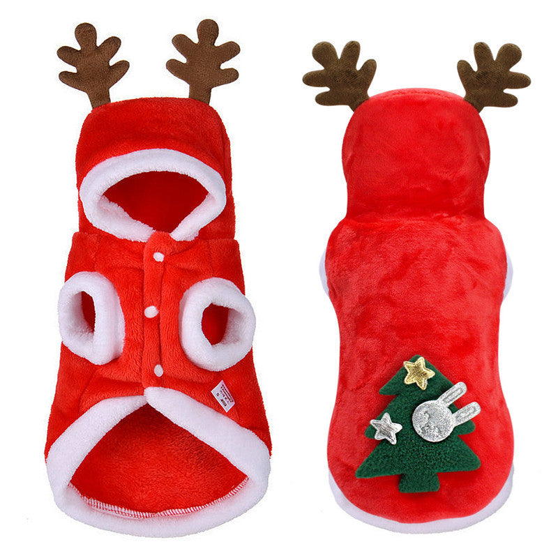 Cappottino di Natale per Barboncino con Cappuccio e Corna di Renna
