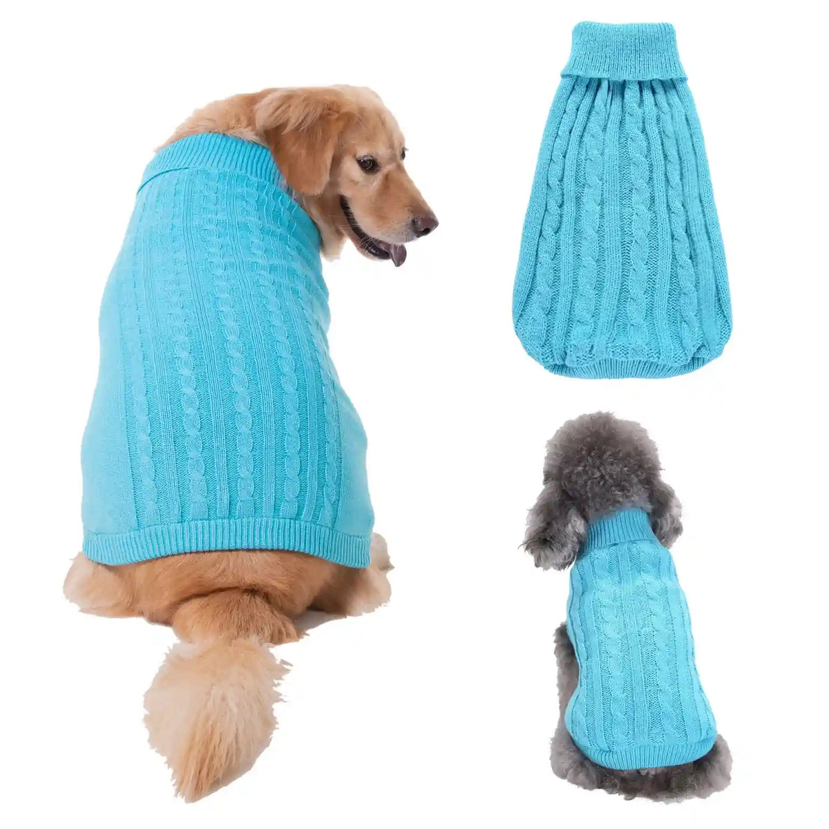 Maglione Treccia Cani Gatti Smanicato Collo Alto Acrilico by Dog Moda