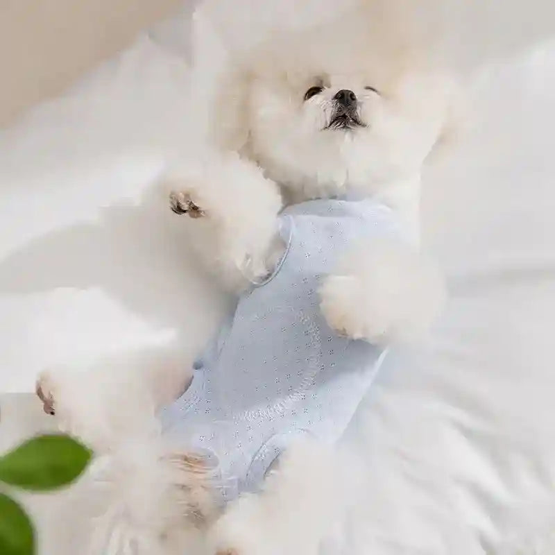 犬猫用スイートドリームメッシュ通気性ボタン付きつなぎ