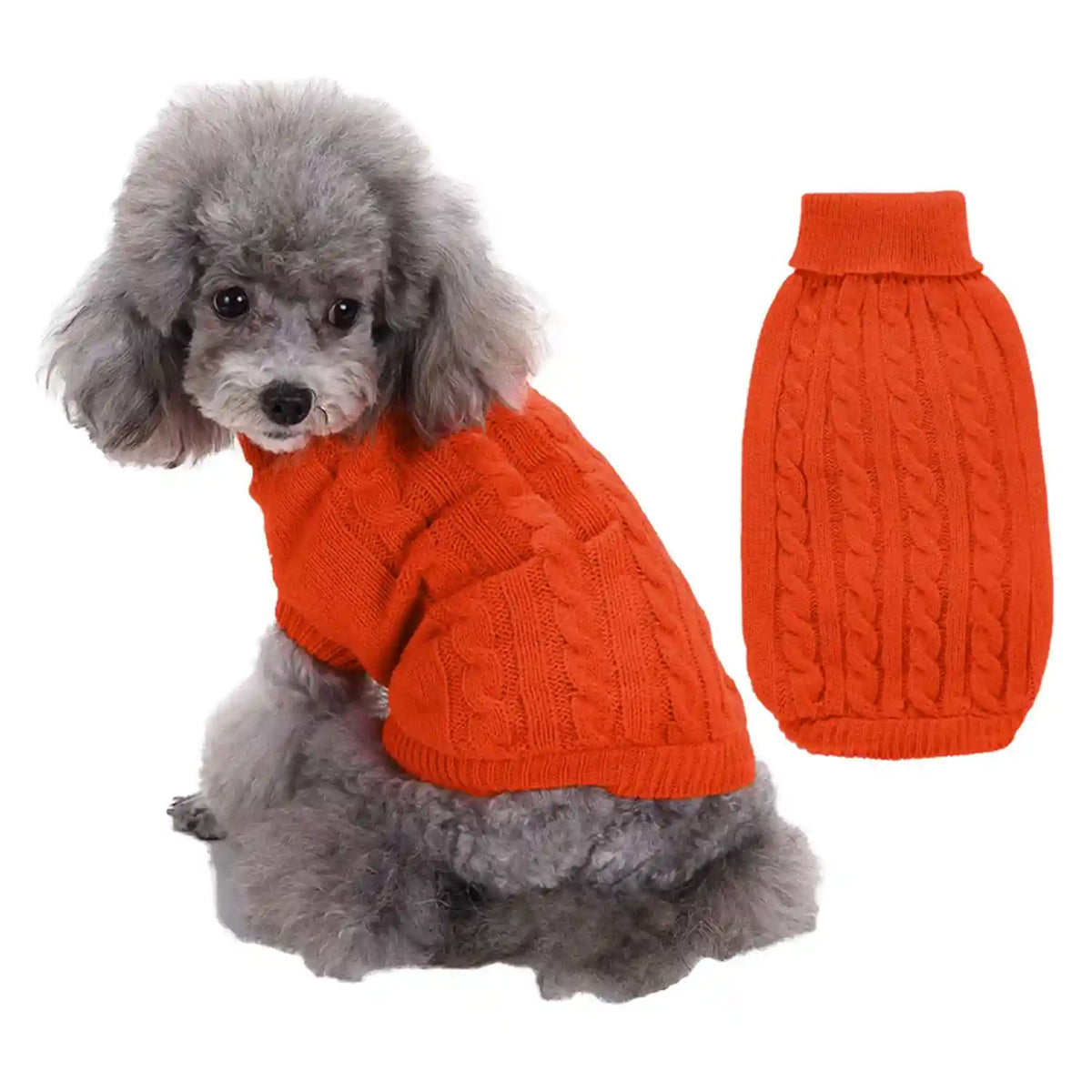 Maglione Treccia Cani Gatti Smanicato Collo Alto Acrilico by Dog Moda