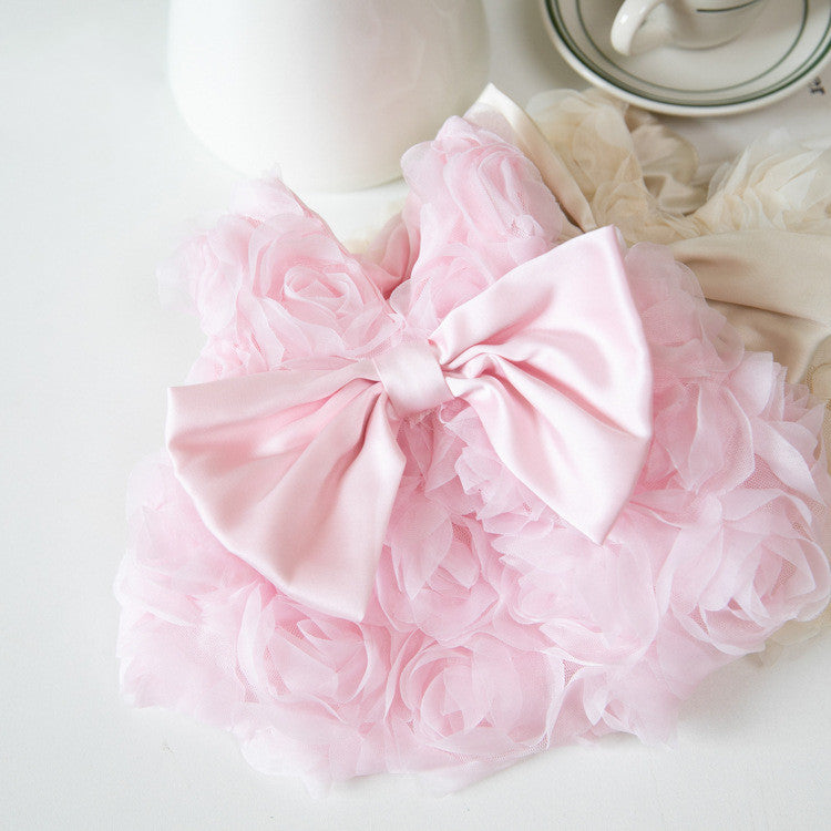 Vestitino elegante da cerimonia per cani con roselline in tulle e fiocco - Dog Moda
