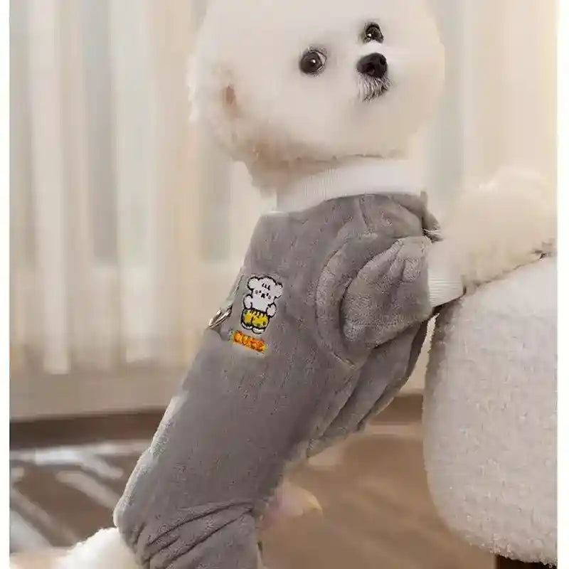 かわいいパイルの犬猫用ロンパース - 暖かいマルチーズベア