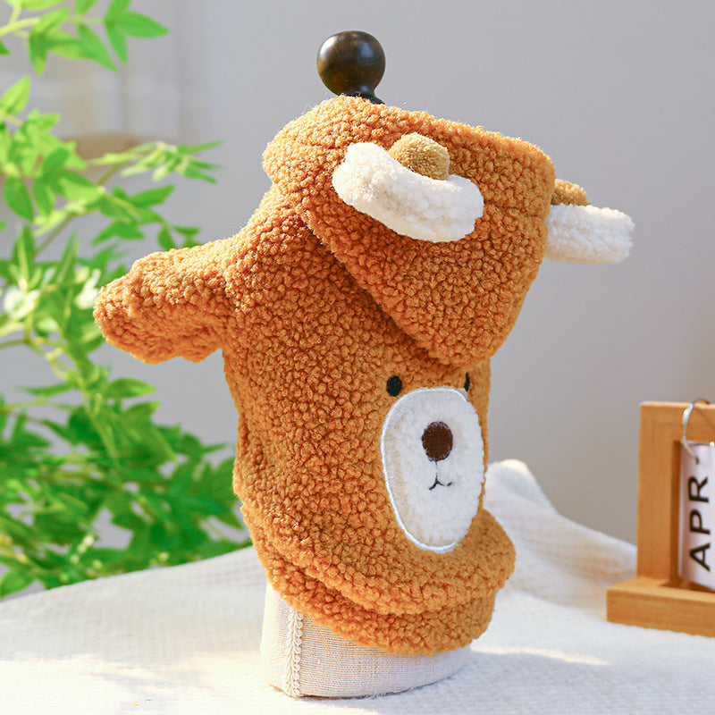 Dog Sweatshirt with Embroidered Teddy Bear and Hood with Ears