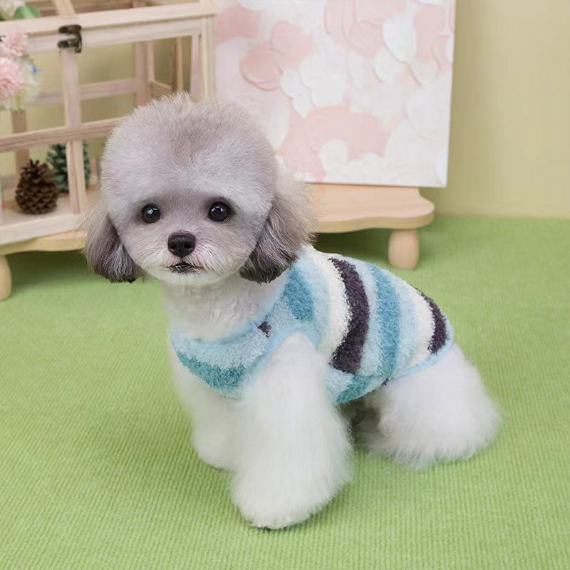 Cappotto LOVE per Cani a Righe con Orsetti - Smanicato