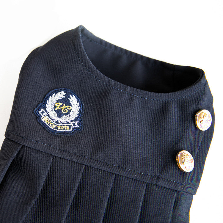 Elegant hundklänning i skoluniformsstil