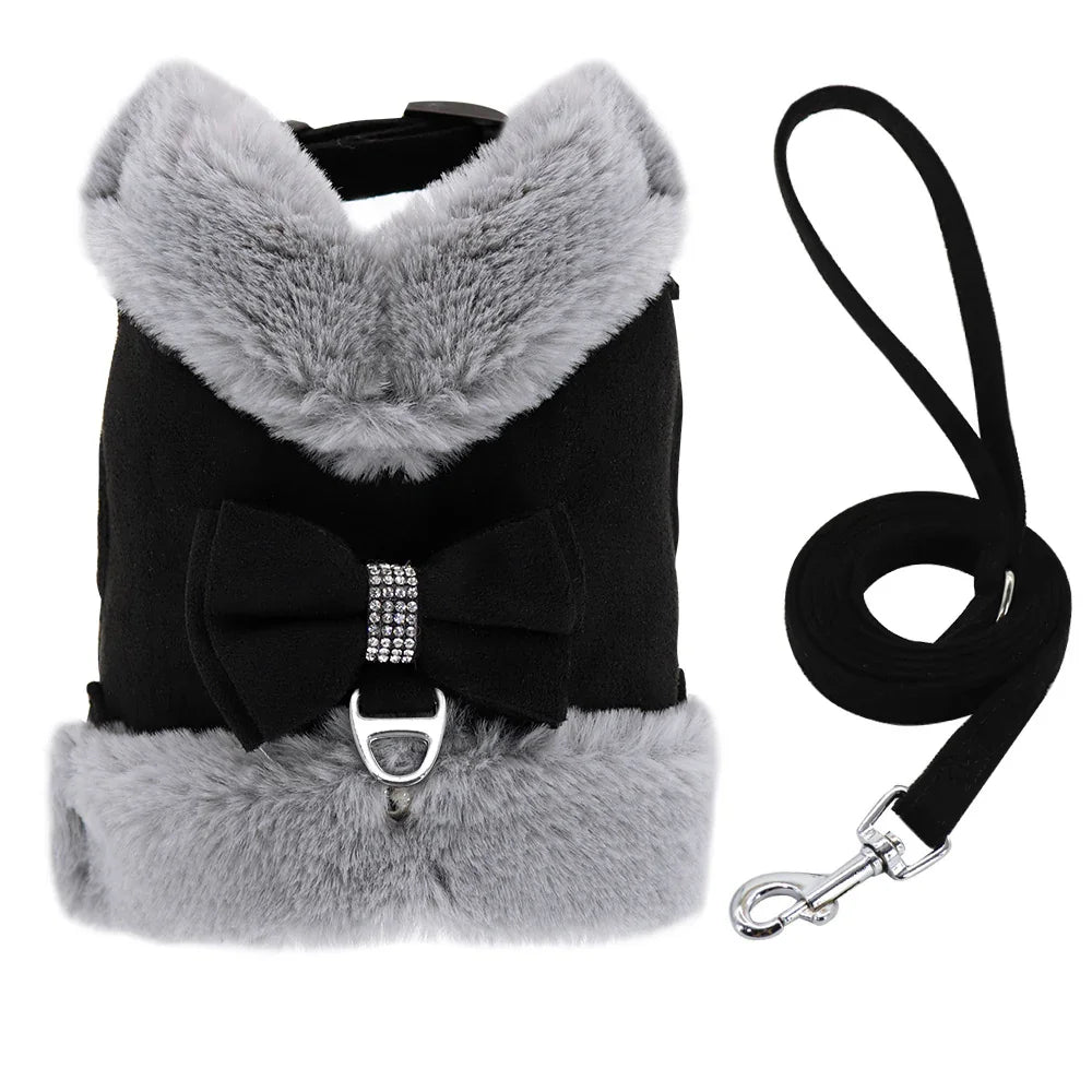Dog Harness with Bow and Adjustable Leash