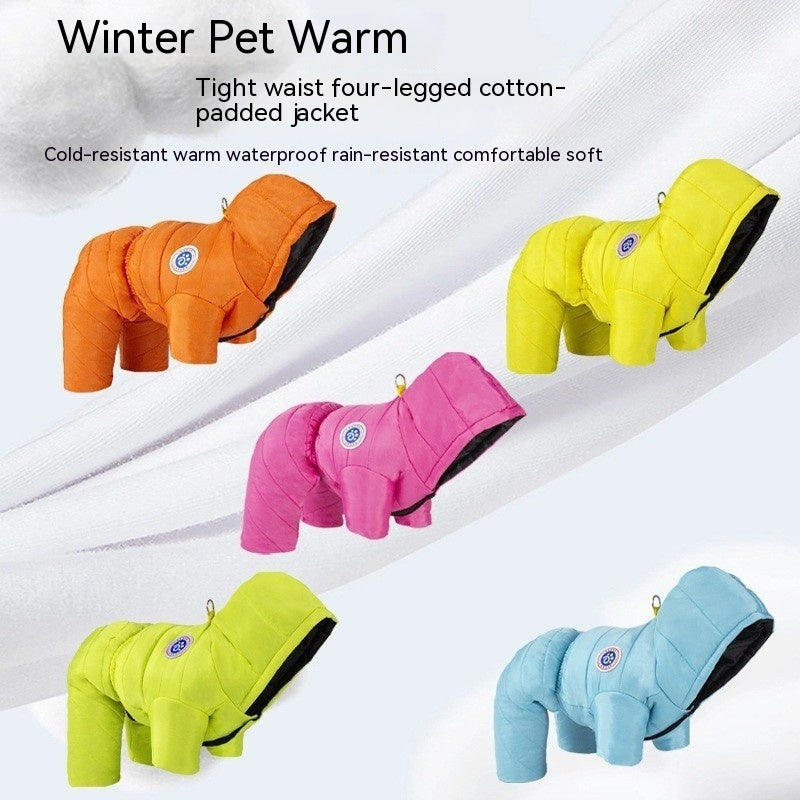 "Chamonix" Dog Down Jacket with Hood and Harness Ring - Full Protection 
