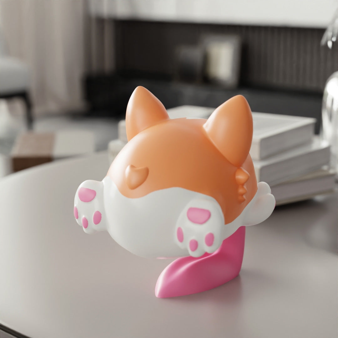 Statua Corgi in Salto - Decorazione Resina Simpatica