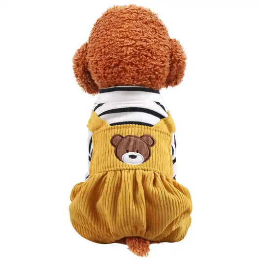 Salopette Orsetto con Maglia a Righe per Cani by Dog Moda