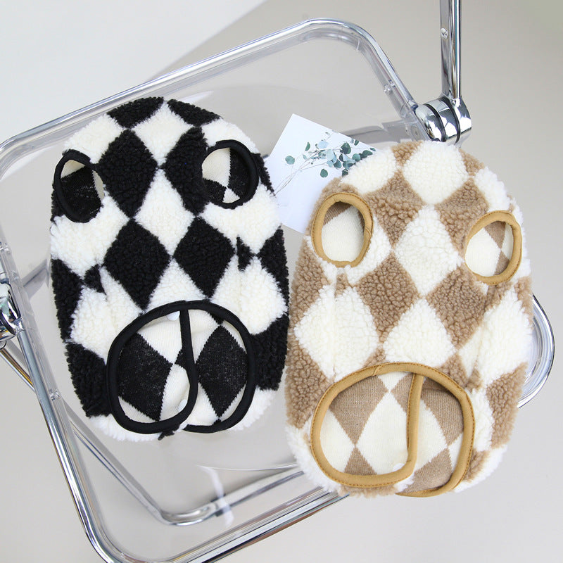 Abrigo de terciopelo con diseño de diamantes para mascotas