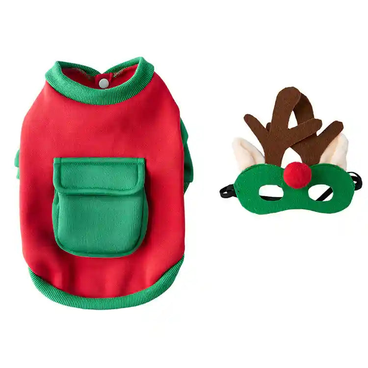 Tutina Natale Cane 4 Zampe - Pigiama Babbo Natale Verde