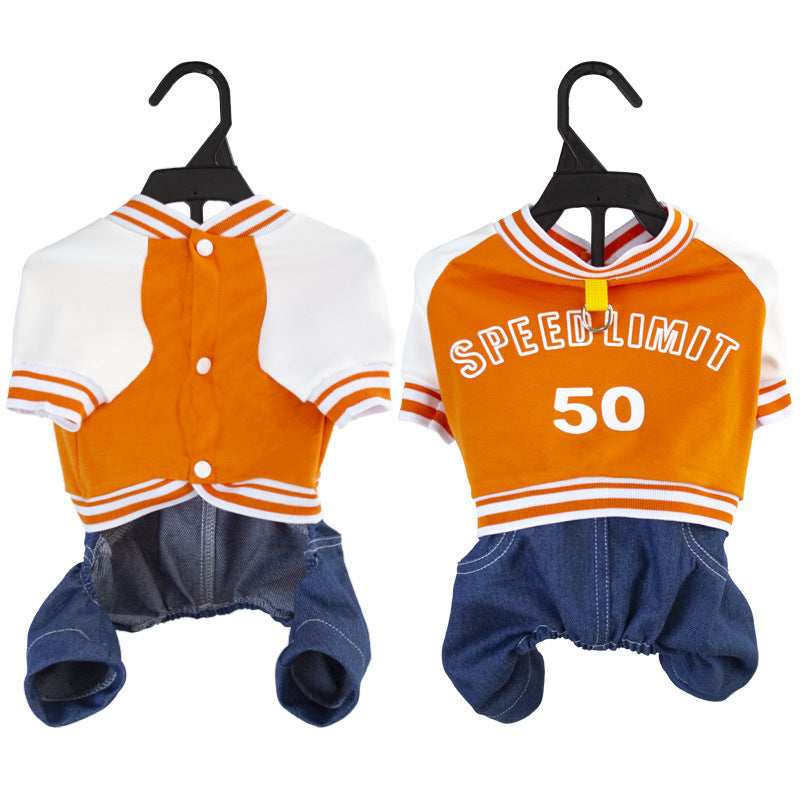 "Speed ​​Limit" Dog Coat - Sweatshirt with Harness Ring and Denim