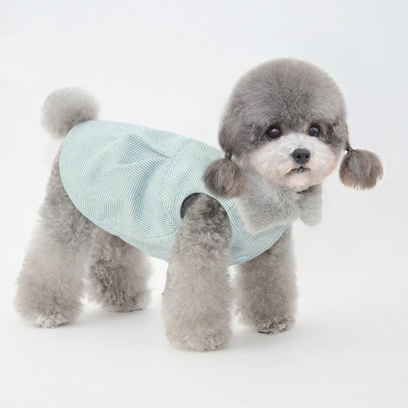 Vogue Pup Sleeveless Coat - Stripes and Warm Fleece