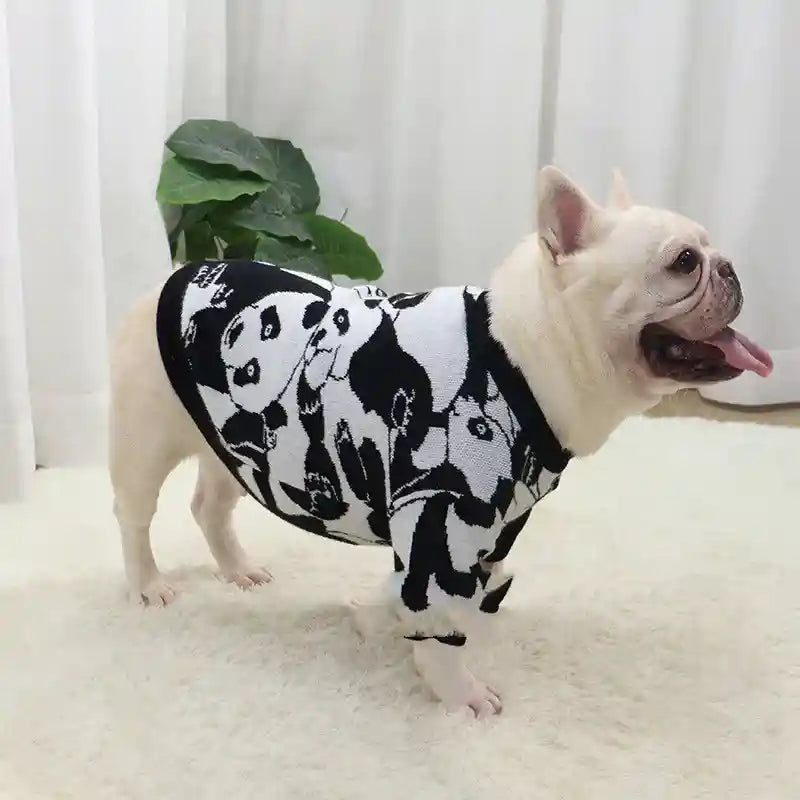 パンダ犬用セーター - 柔らかいウールで暖かい