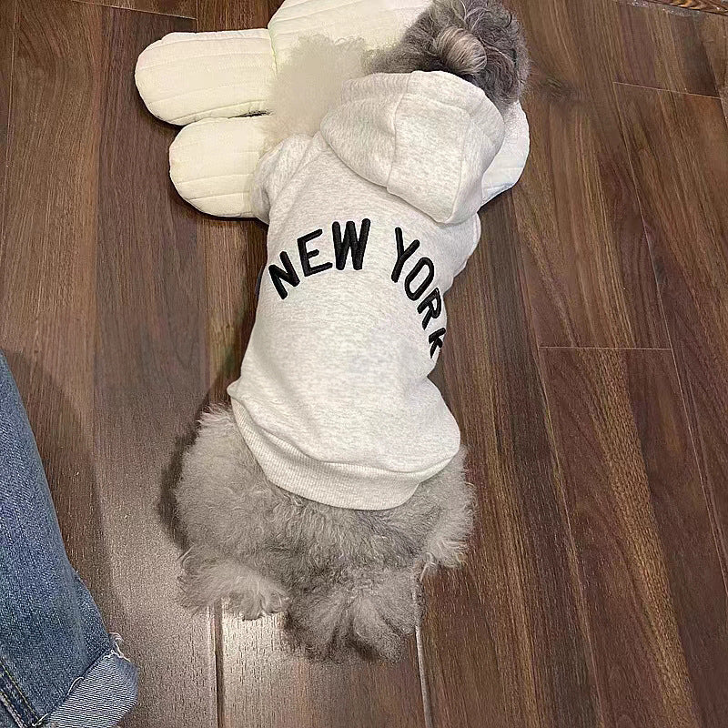 Felpa per cani con cappuccio "New York" calda e trendy