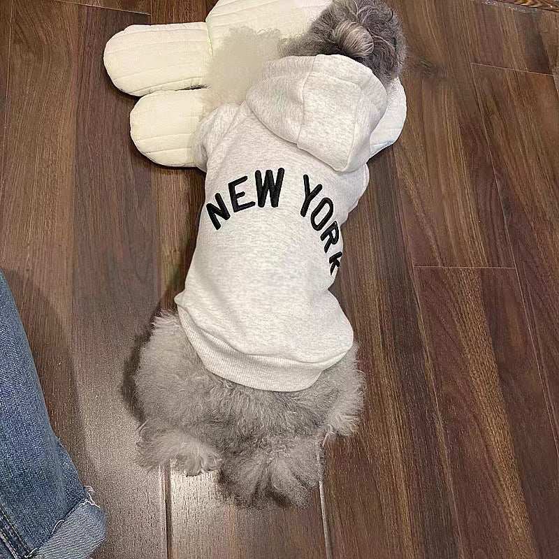 Felpa per cani con cappuccio "New York" calda e trendy