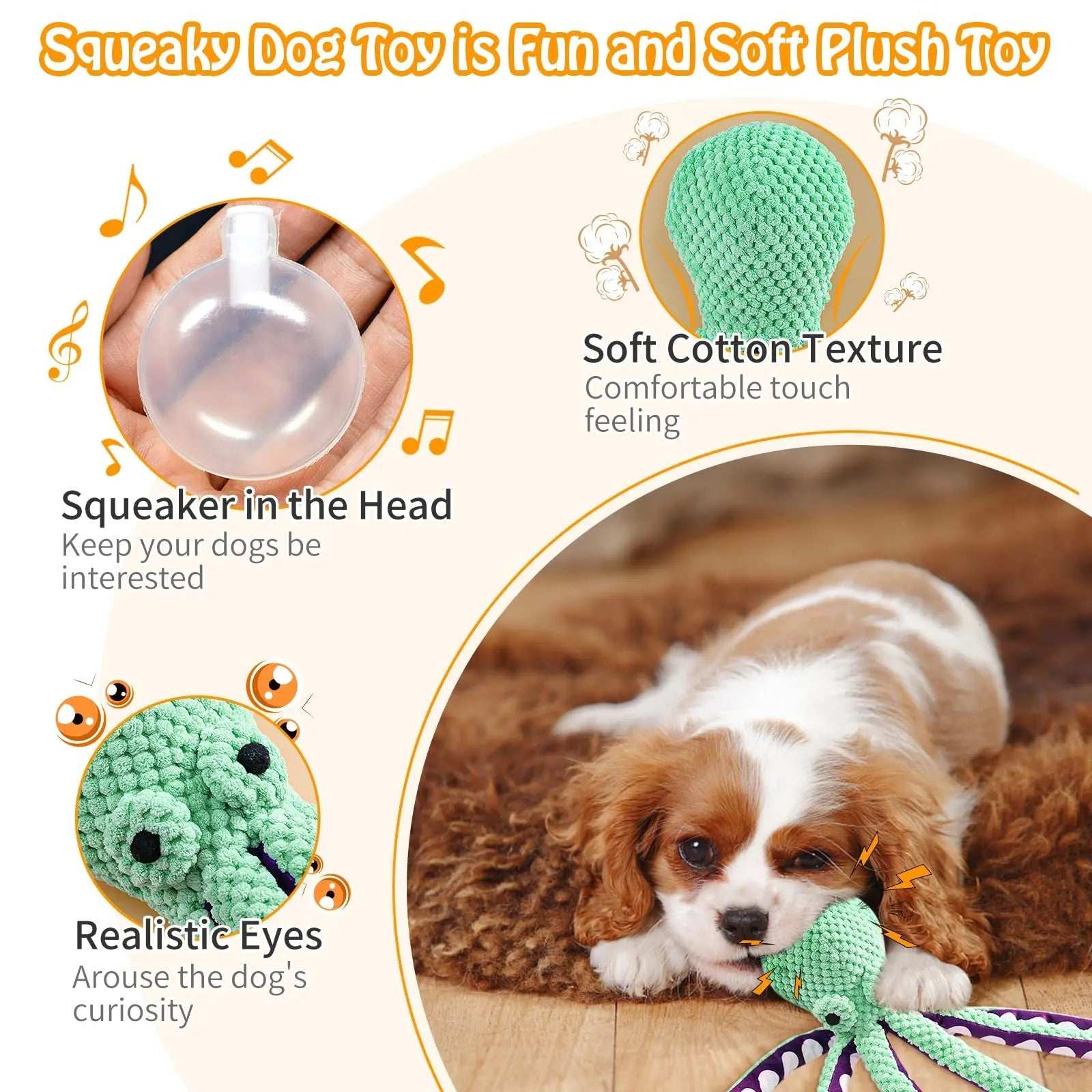 Piovra "Jelly" Giocattolo in Peluche per Cani